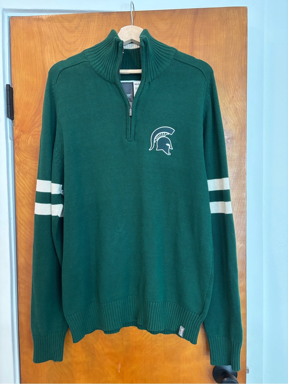 Michigan State University BRUZER Green Quarter-Zip Crewneck Sweater Size Medium